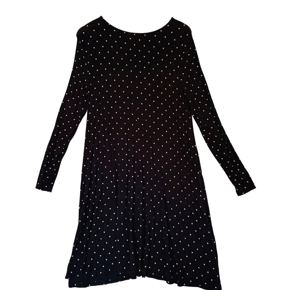 Old Navy Womens Black Polka Dot Long Sleeve Knit Swing Dress Large - Picture 3 of 5